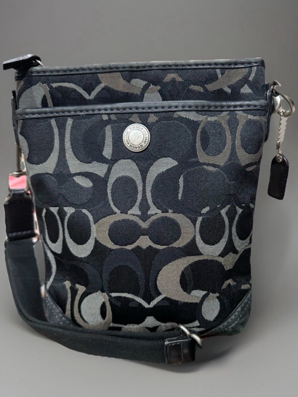 Coach Black and Gray Signature Crossbody Bag